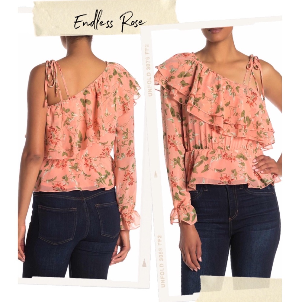 Endless Rose Ruffled One Sleeve Blouse